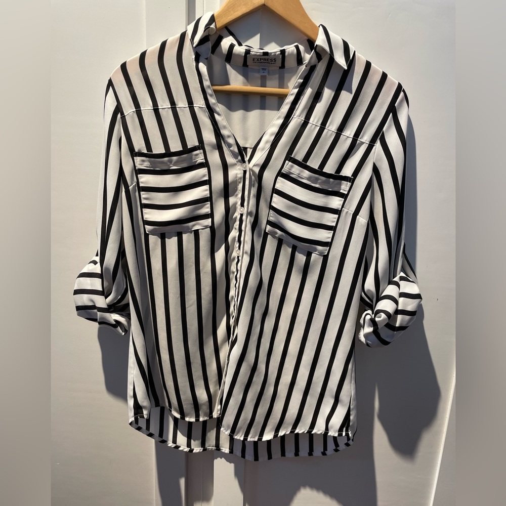 Express Black and White Blouse